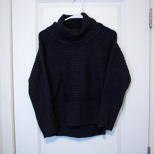 S Moth Winter Cozy Turtleneck Anthropologie Rib Line Texture Black Sweater